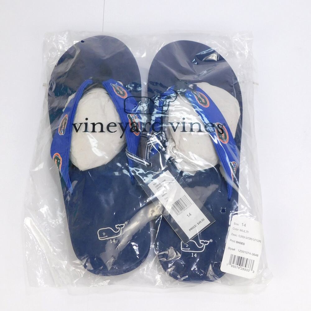 Vineyard Vines Florida Gators Flip Flops Royal Blue Mens 14 NWT NCAA Sandals